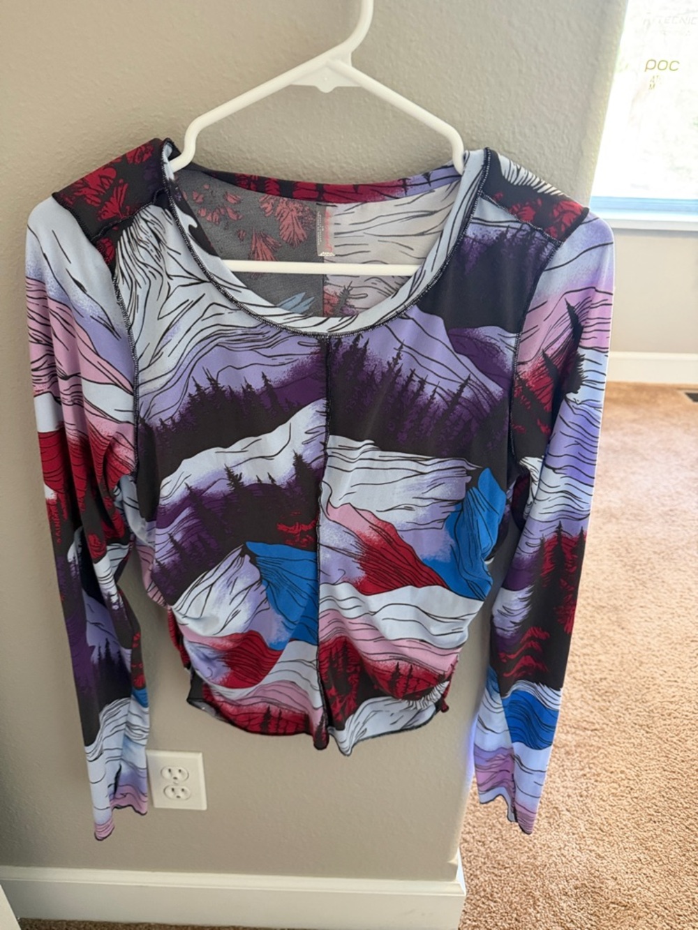 Free People movement Abstract Wave Print Long Sleeve Top in Purple & Blue